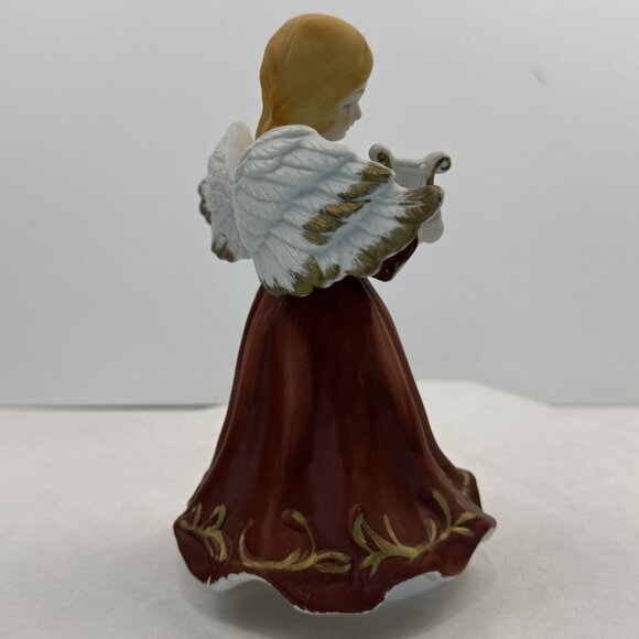 Vintage Bisque Angel Musical Figurine 7" Harp Taiwan Hark The Herald Angels Sing - Picture 5 of 16